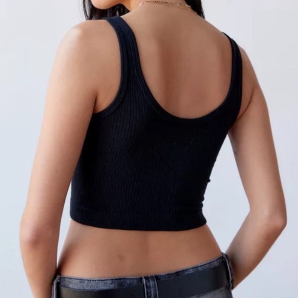 Out From Under Black Drew Seamless Ribbed Cropped Tank Top - Picture 2 of 6